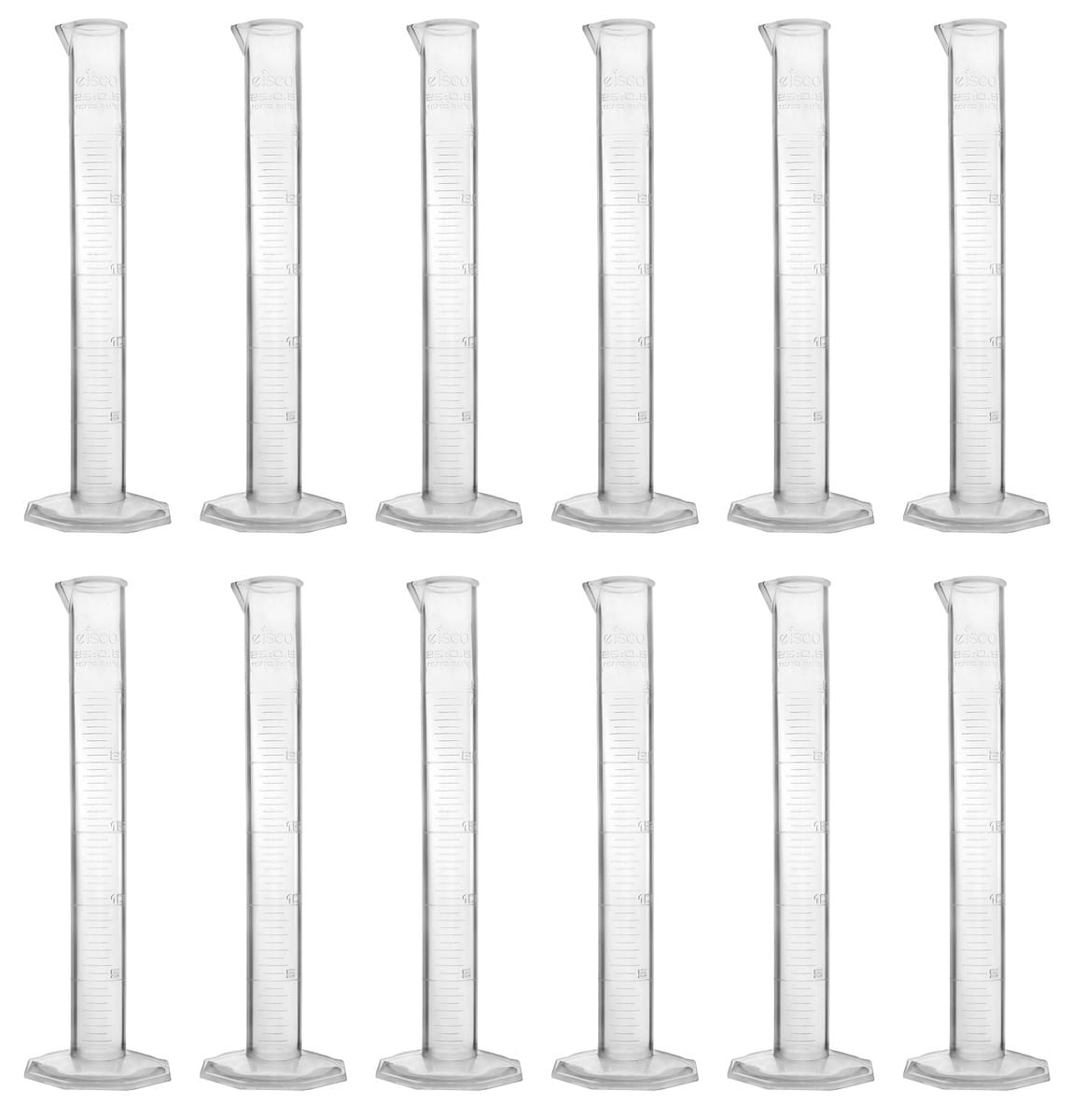 Eisco Polypropylene Graduated Cylinders with Hexogonal Base, Class B