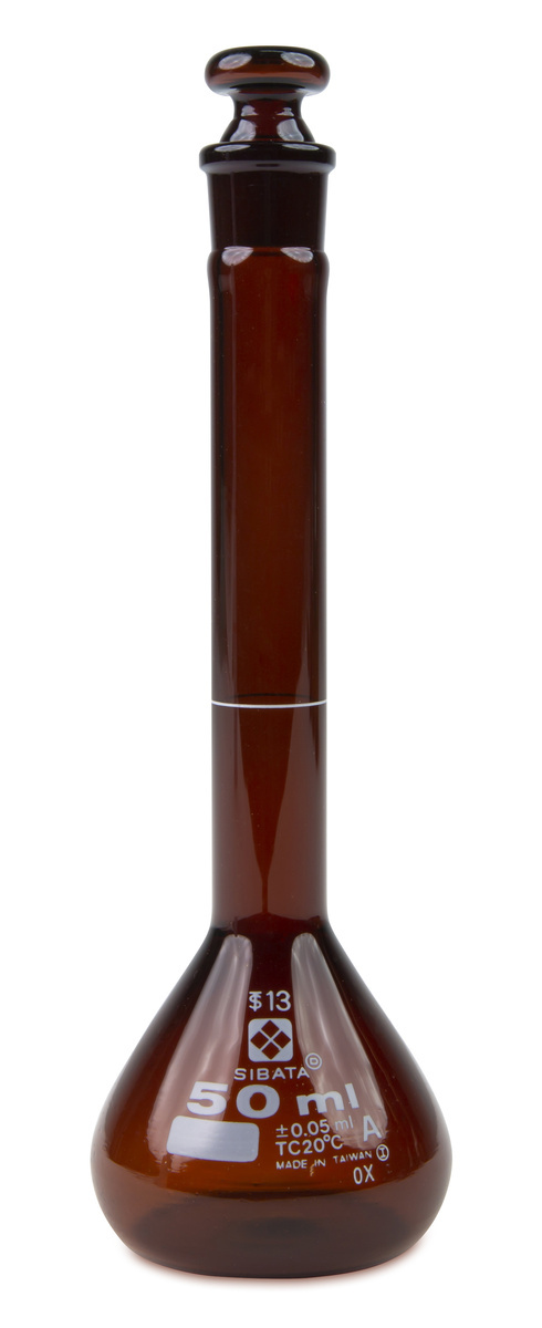 Vee Gee Volumetric Flasks with Glass Stoppers, Amber