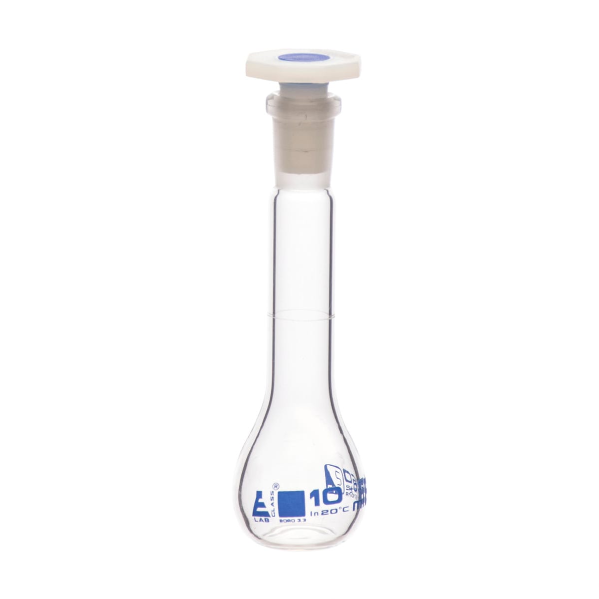 Eisco Glass Volumetric Flasks with Plastic Stopper, Class B