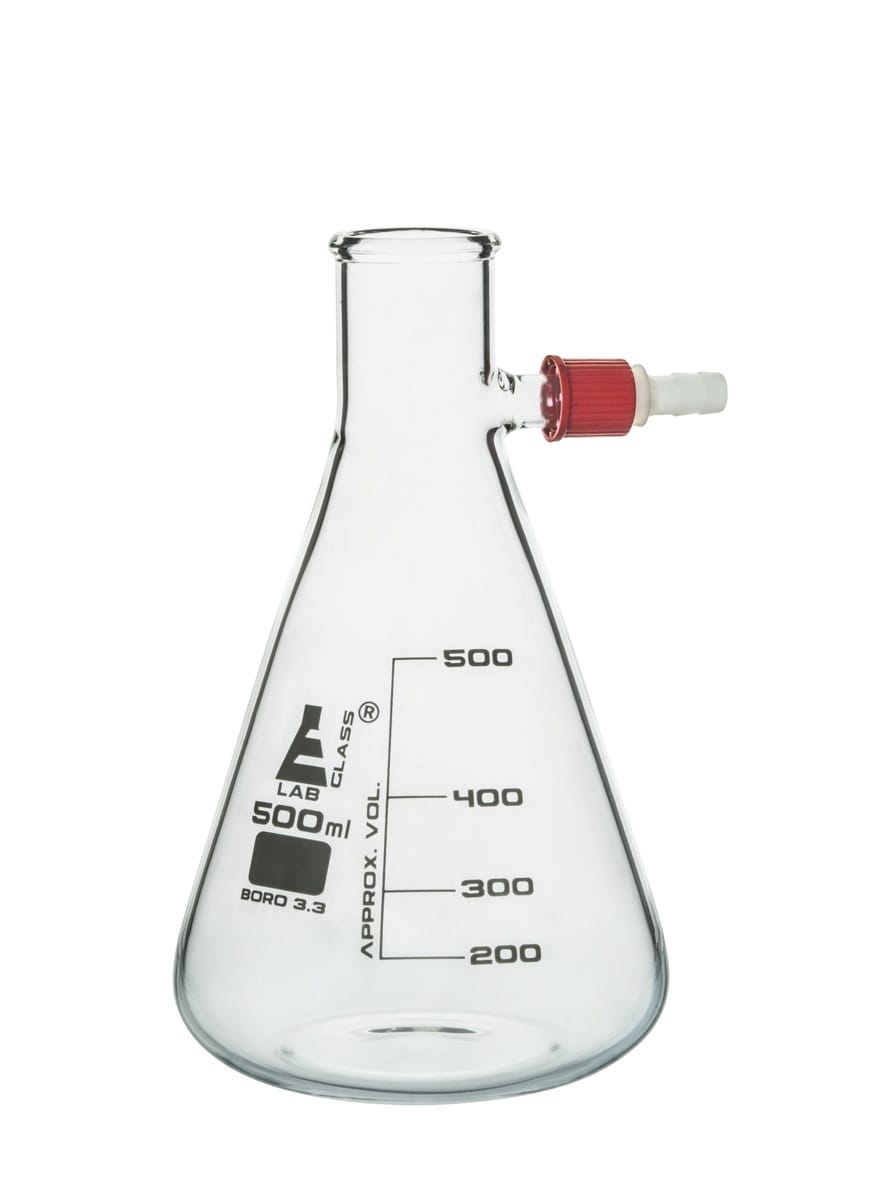 Eisco LabGlass® Filtering Flasks with Plastic Fitted Integral Side Arm, Heavy Wall