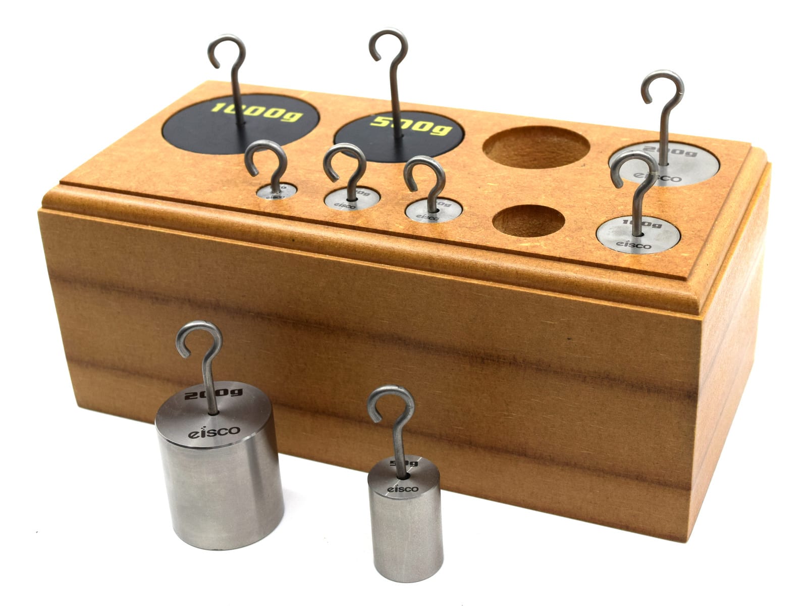 Eisco® 9-Piece Retractable Metric Hooked Weight Set, Stainless Steel