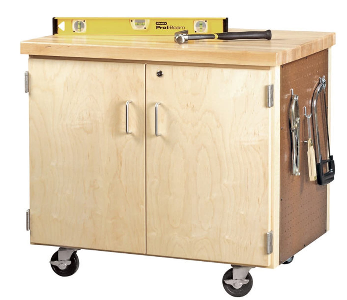 Mobile Door Cabinet With Pegboard
