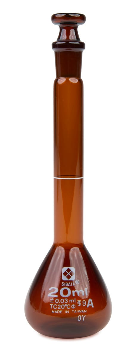 Vee Gee Volumetric Flasks with Glass Stoppers, Amber