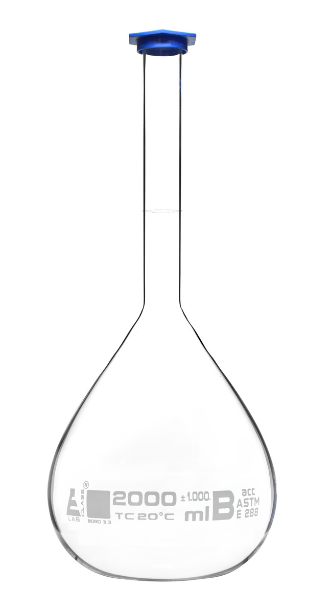 Eisco Glass Volumetric Flasks with Snap Cap, ASTM Class B