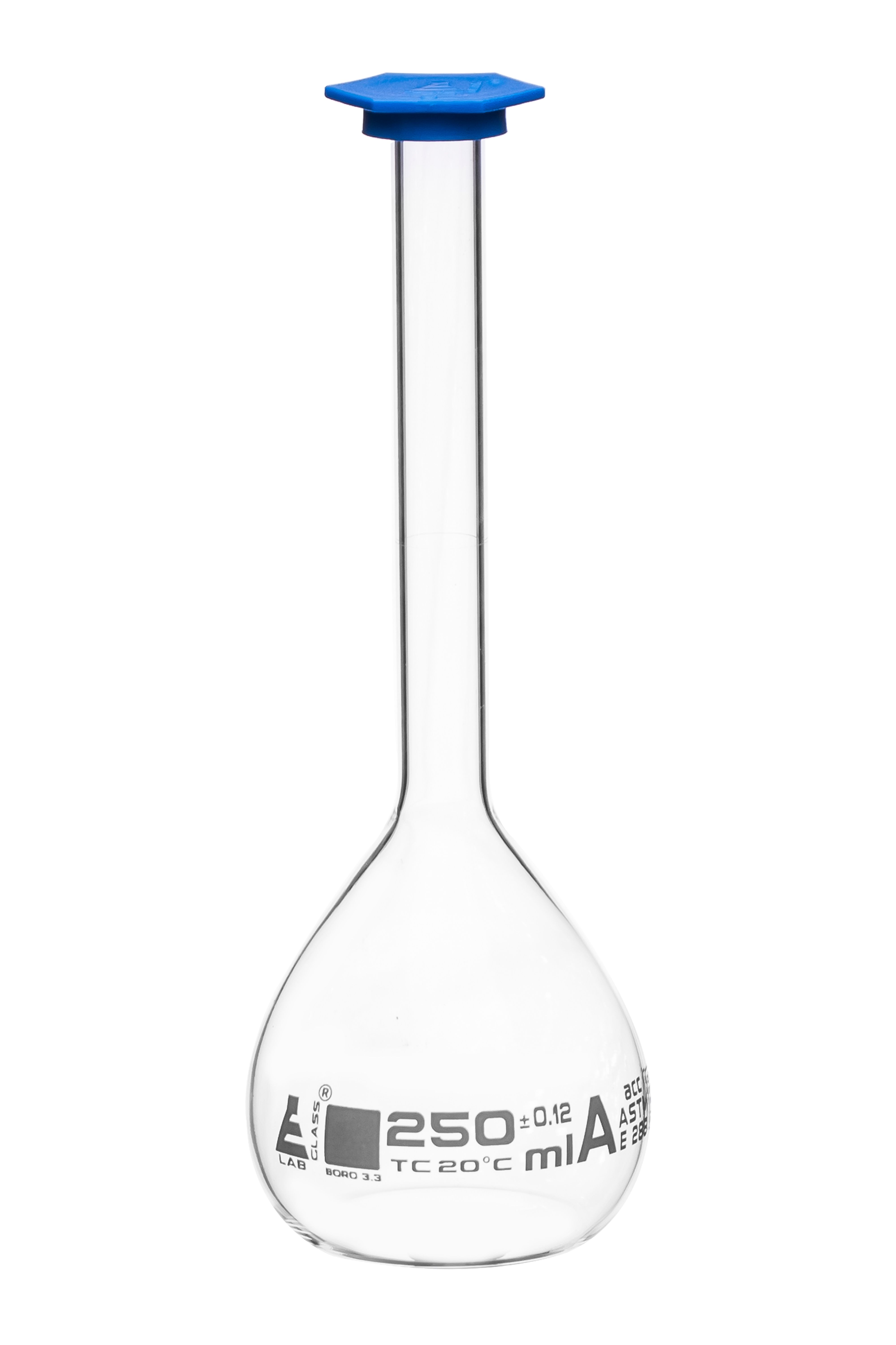 Eisco Glass Volumetric Flasks with Snap Cap, ASTM Class A