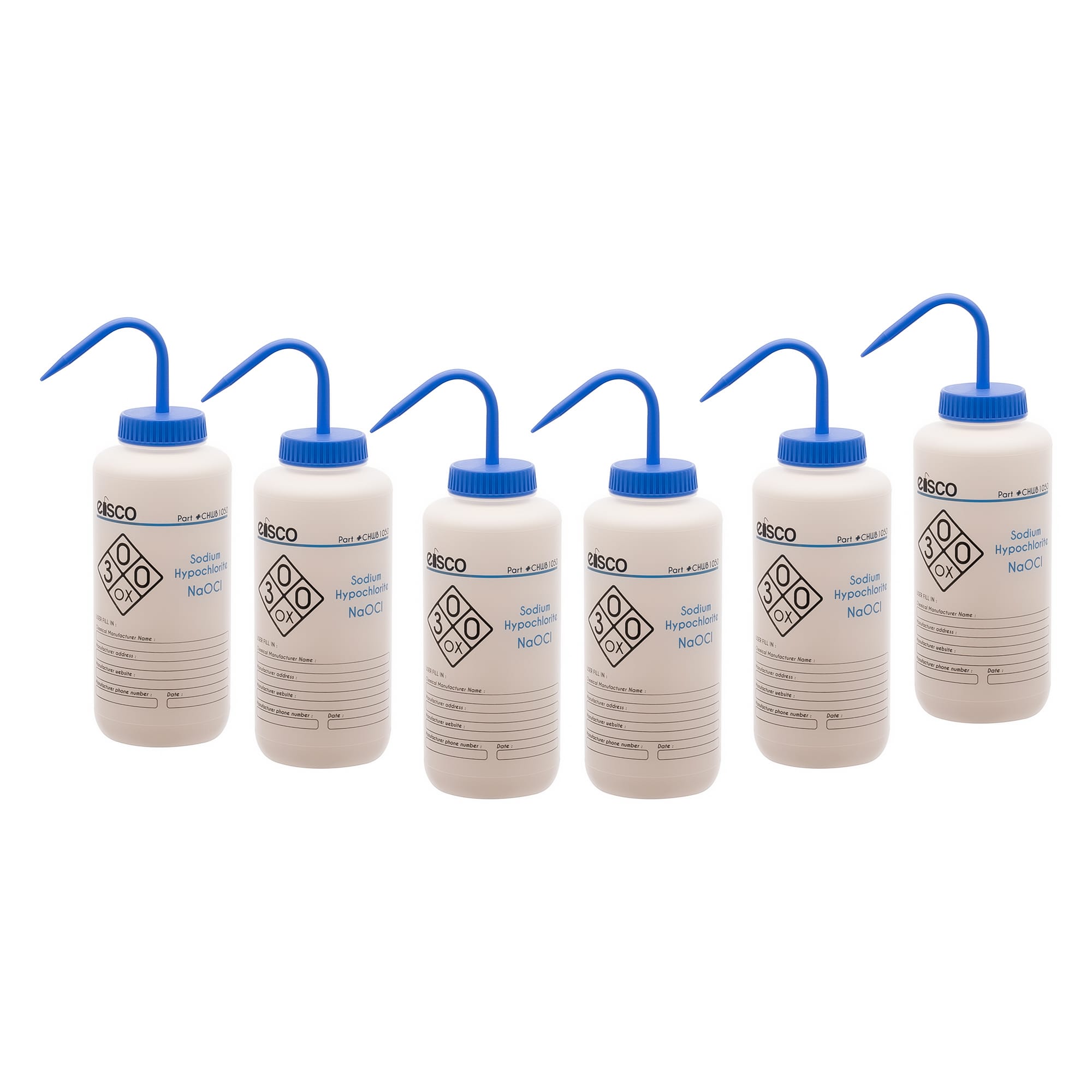 Performance Plastic Chemical Wash Bottles, 1000 ml, 2 Color Label, Eisco Scientific