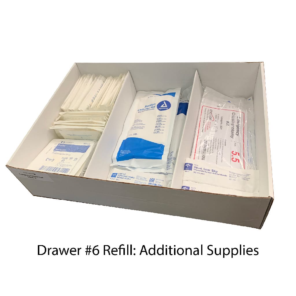 SimLabSolutions Emergency Crash Cart, 6 Drawer, Loaded