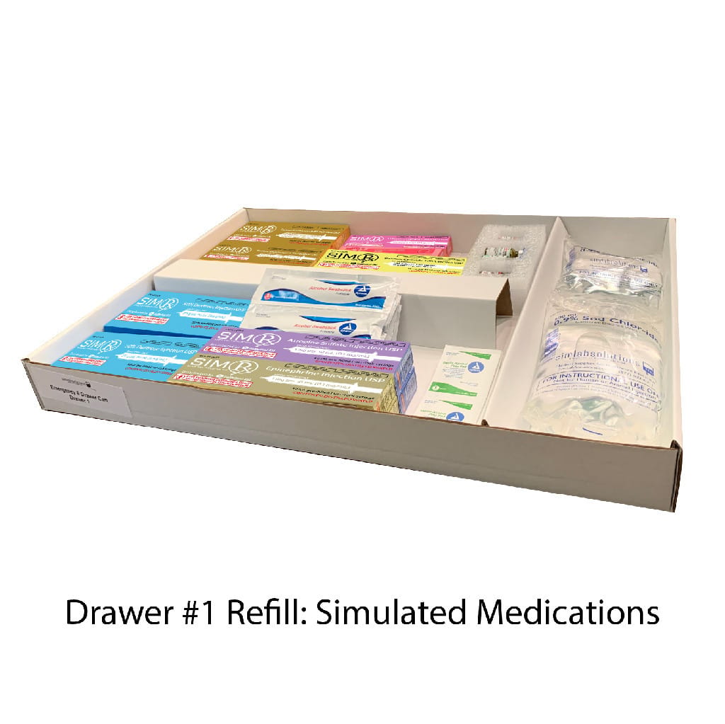 SimLabSolutions Emergency Crash Cart, 5 Drawer, Loaded