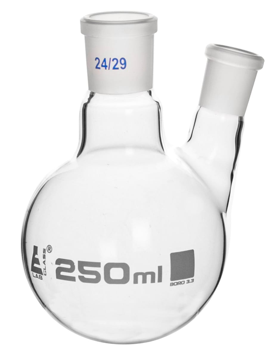 Eisco LabGlass® Distilling Flasks with Oblique Neck, Round Bottom, Interchangable Joints