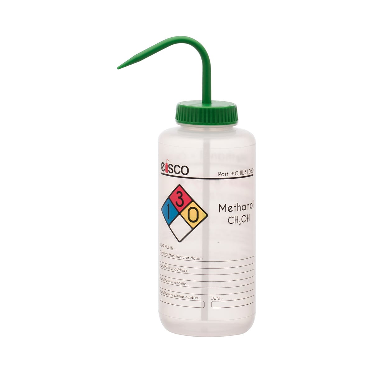 Performance Plastic Chemical Wash Bottles, 1000 ml, 4 Color Label