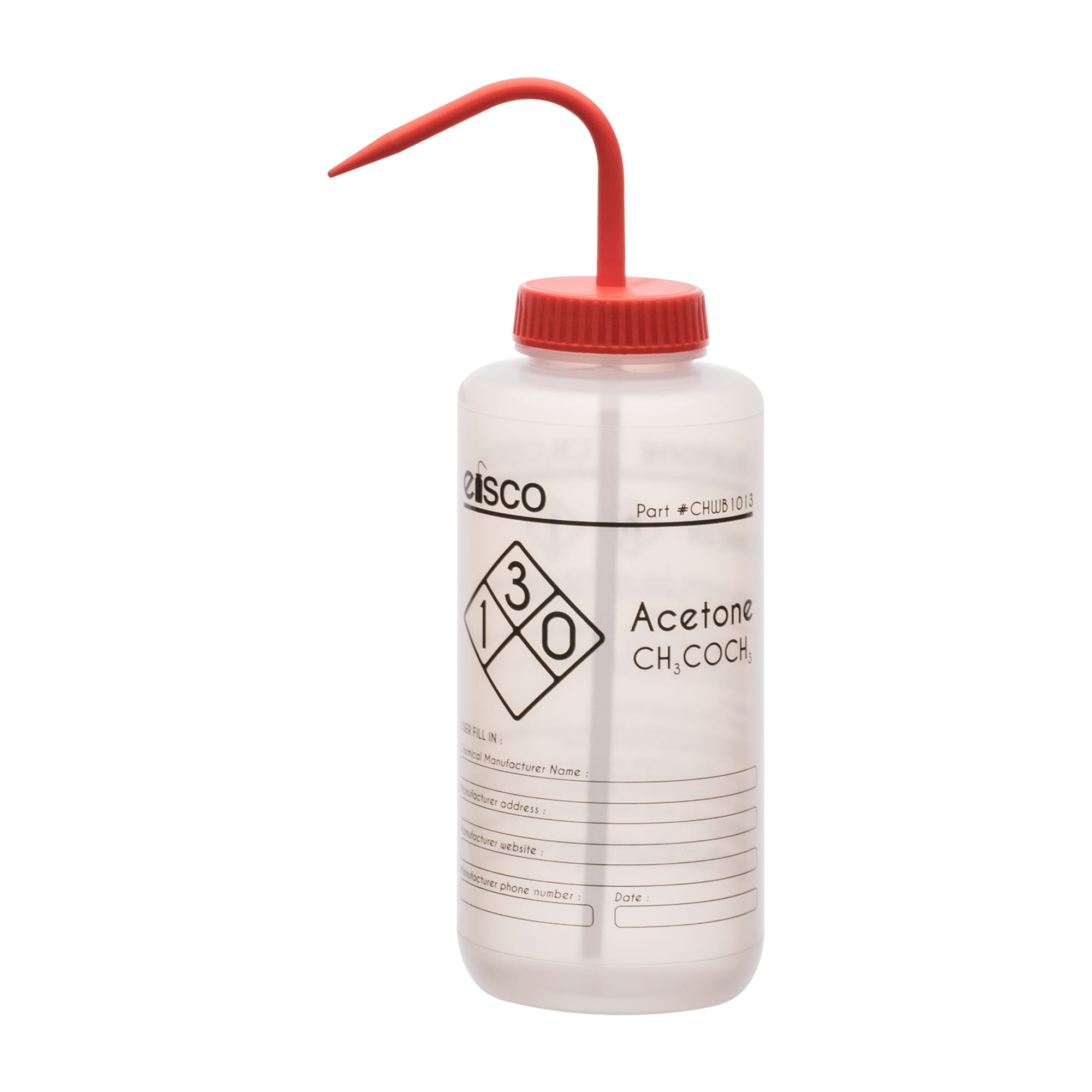 Performance Plastic Chemical Wash Bottles, 1000 ml, 1 Color Label, Eisco Scientific