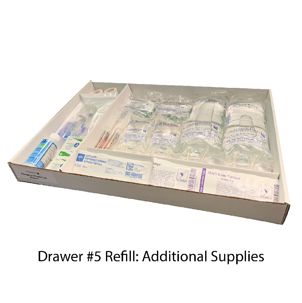 SimLabSolutions Emergency Crash Cart, 5 Drawer, Loaded