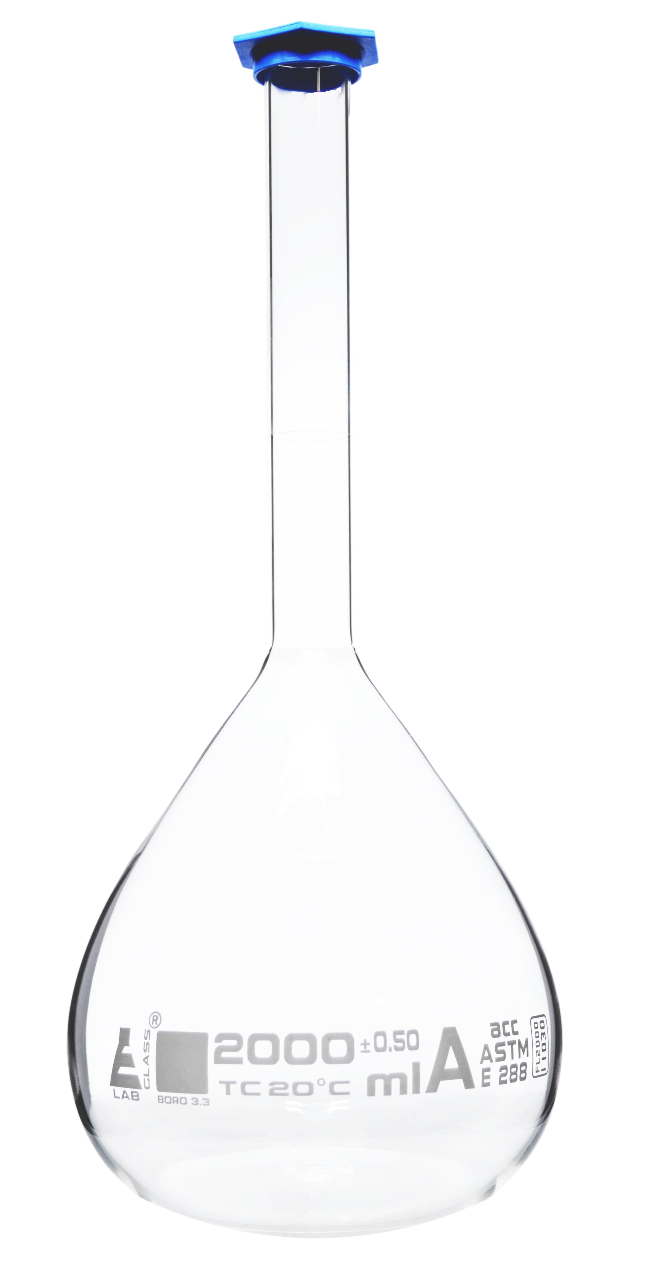 Eisco Glass Volumetric Flasks with Snap Cap, ASTM Class A