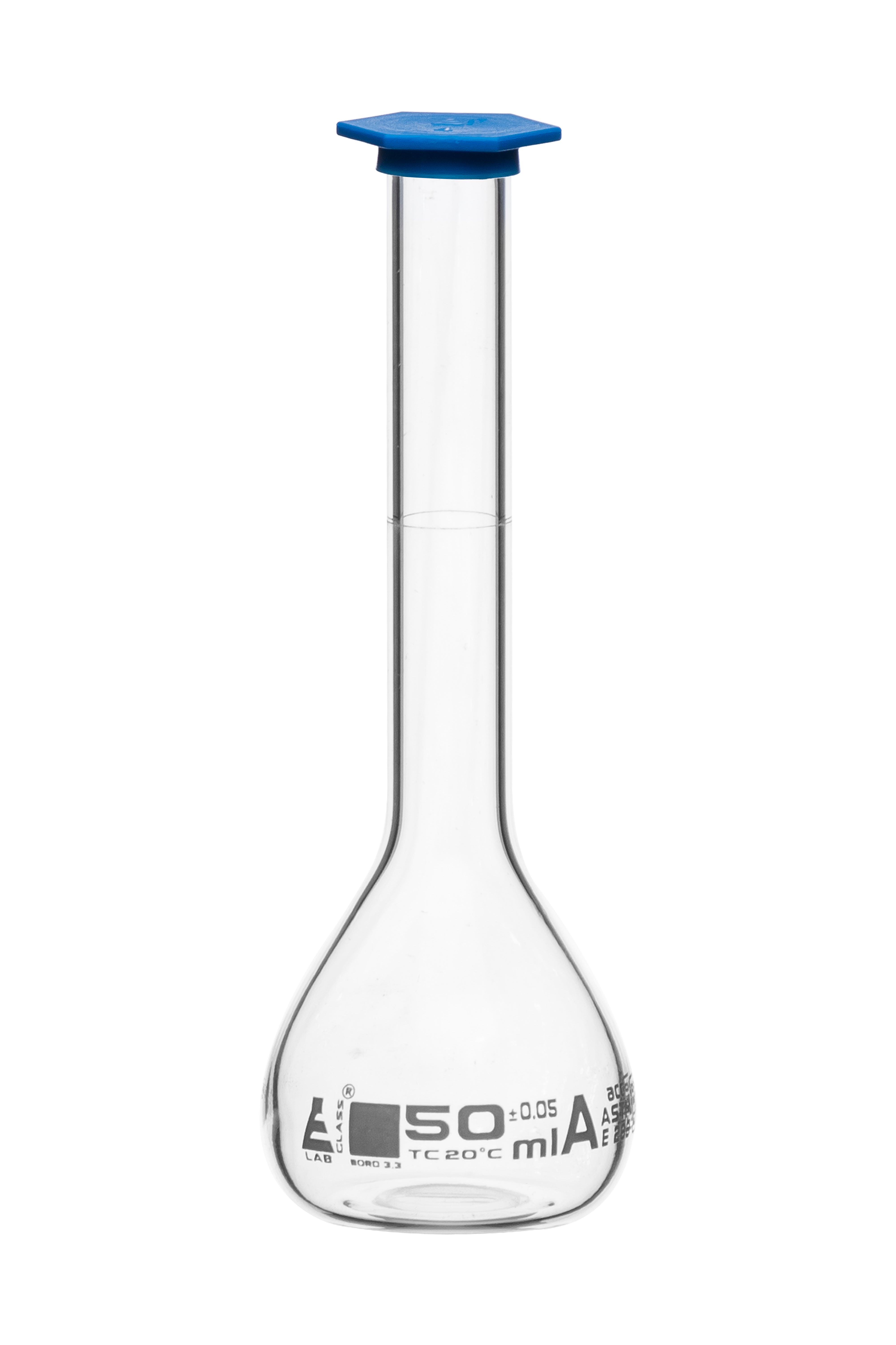 Eisco Glass Volumetric Flasks with Snap Cap, ASTM Class A