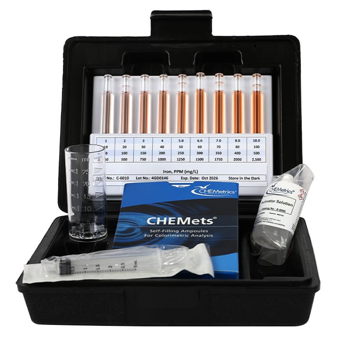CHEMets® Iron Total Ferrous HR Visual Test Kit 10 to 100 ppm