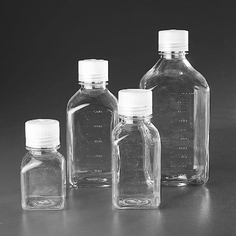 Storage Bottles, Square, Polycarbonate, with Screw Cap