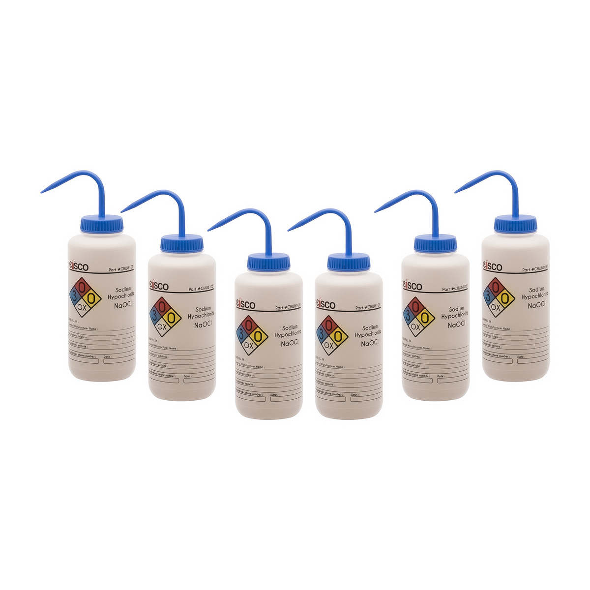 Performance Plastic Chemical Wash Bottles, 1000 ml, 4 Color Label