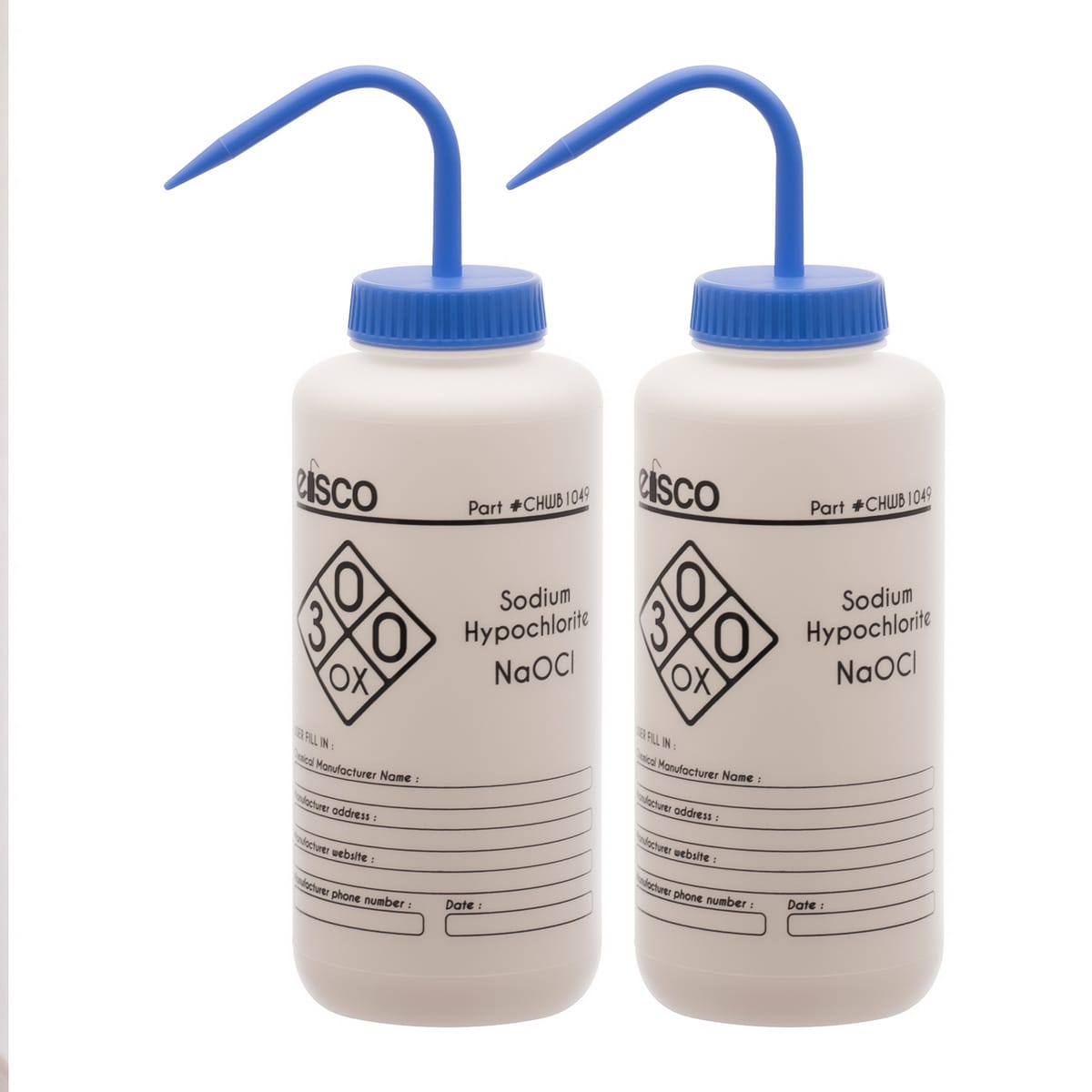 Performance Plastic Chemical Wash Bottles, 1000 ml, 1 Color Label, Eisco Scientific