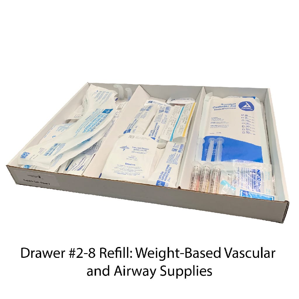SimLabSolutions Pediatric Crash Cart, 9 Drawer, Loaded