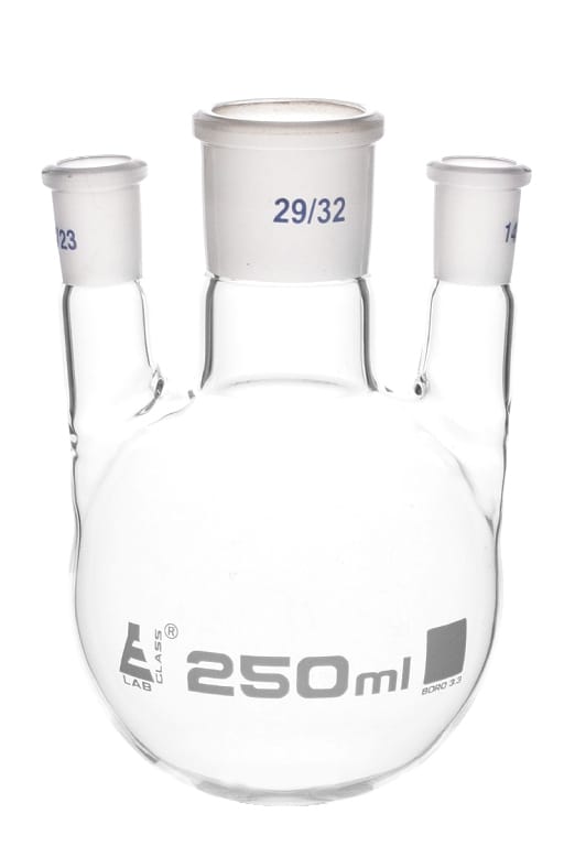 Eisco LabGlass® Distilling Flasks with 3 Parallel Necks, Round Bottom, Interchangable Joints