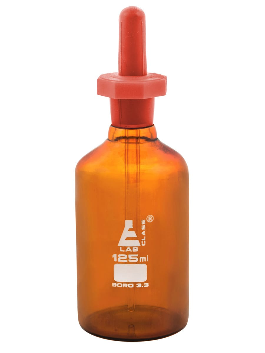 Eisco Amber Glass Dropping Bottles HDPE Stopper Head