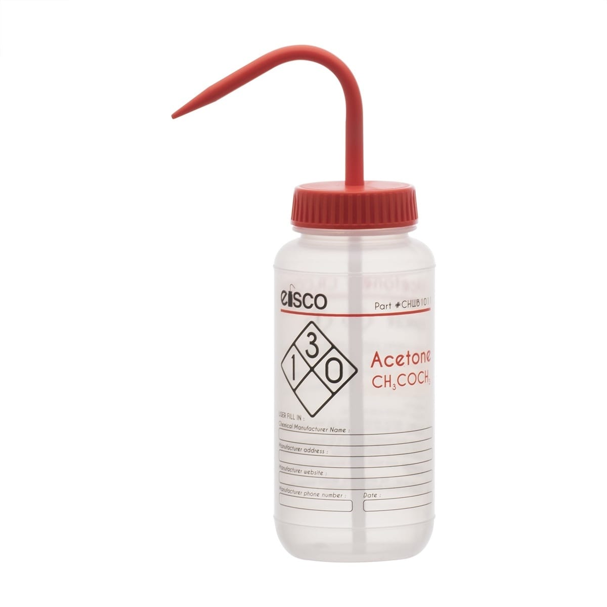 Performance Plastic Chemical Wash Bottles, 500 ml, 2 Color Label
