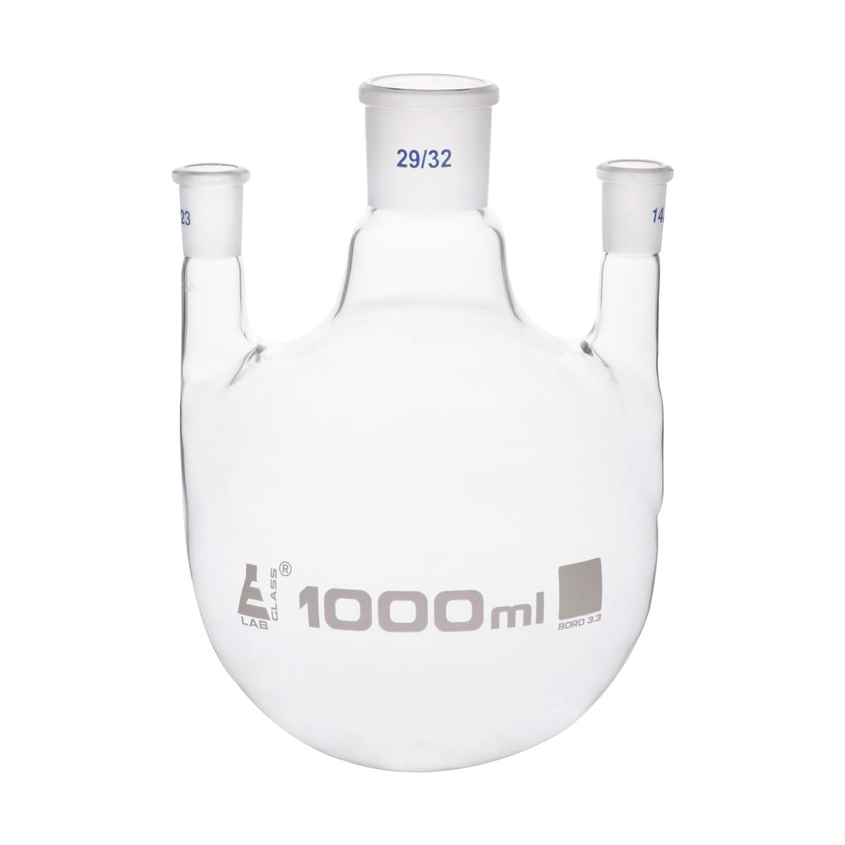 Eisco LabGlass® Distilling Flasks with 3 Parallel Necks, Round Bottom, Interchangable Joints