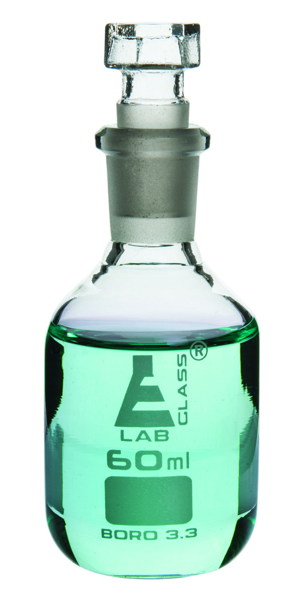 Eisco Glass Reagent Bottles with Hexagonal Stoppers