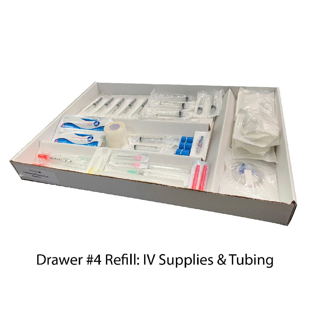 SimLabSolutions Emergency Crash Cart, 5 Drawer, Loaded