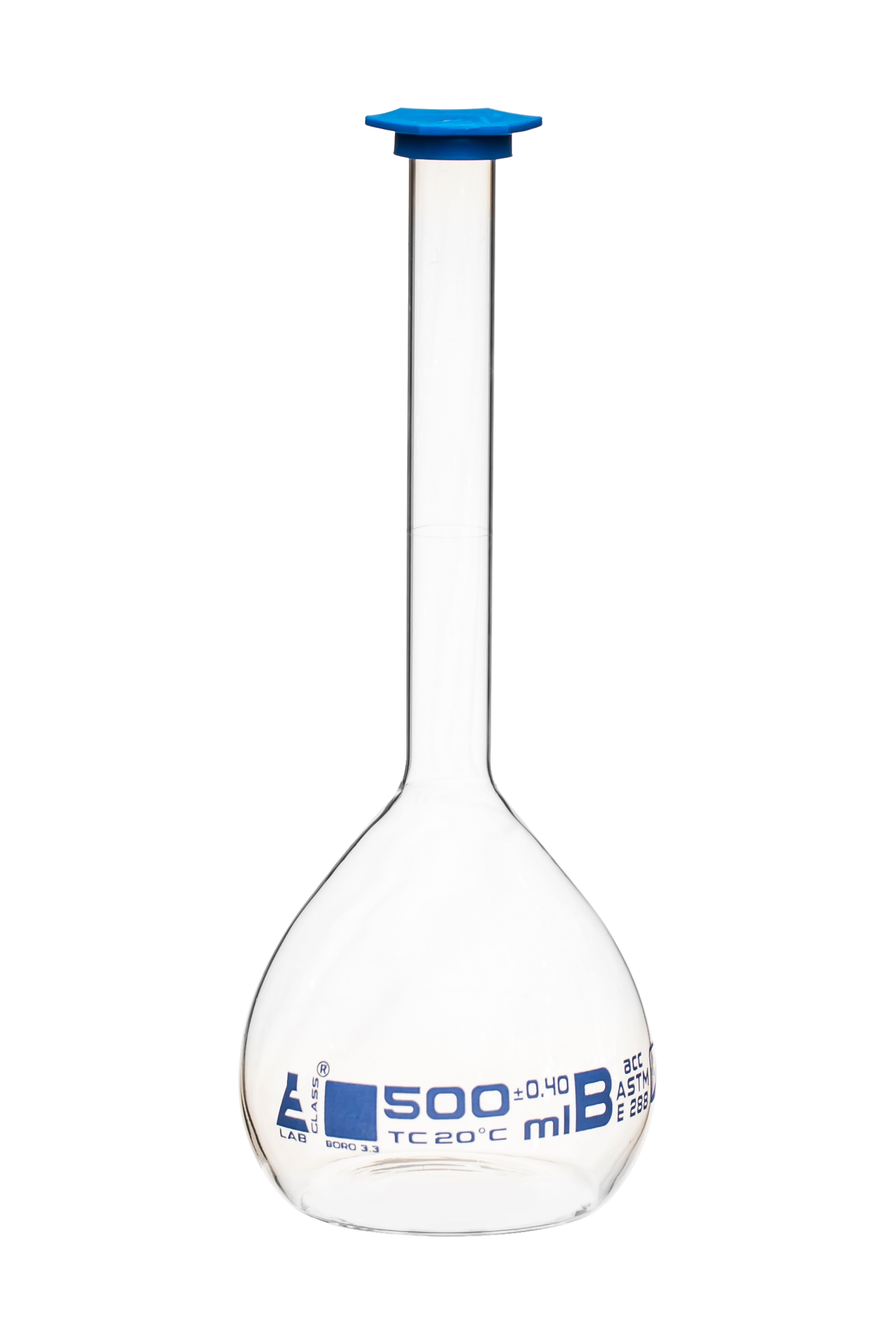 Eisco Glass Volumetric Flasks with Snap Cap, ASTM Class B