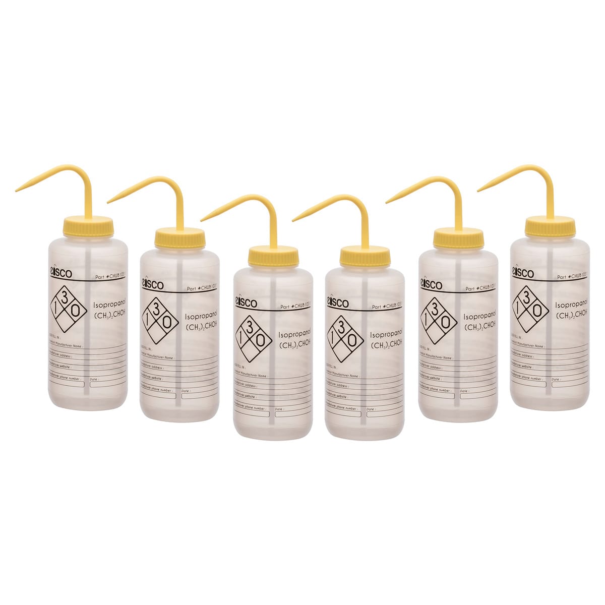Performance Plastic Chemical Wash Bottles, 1000 ml, 1 Color Label, Eisco Scientific