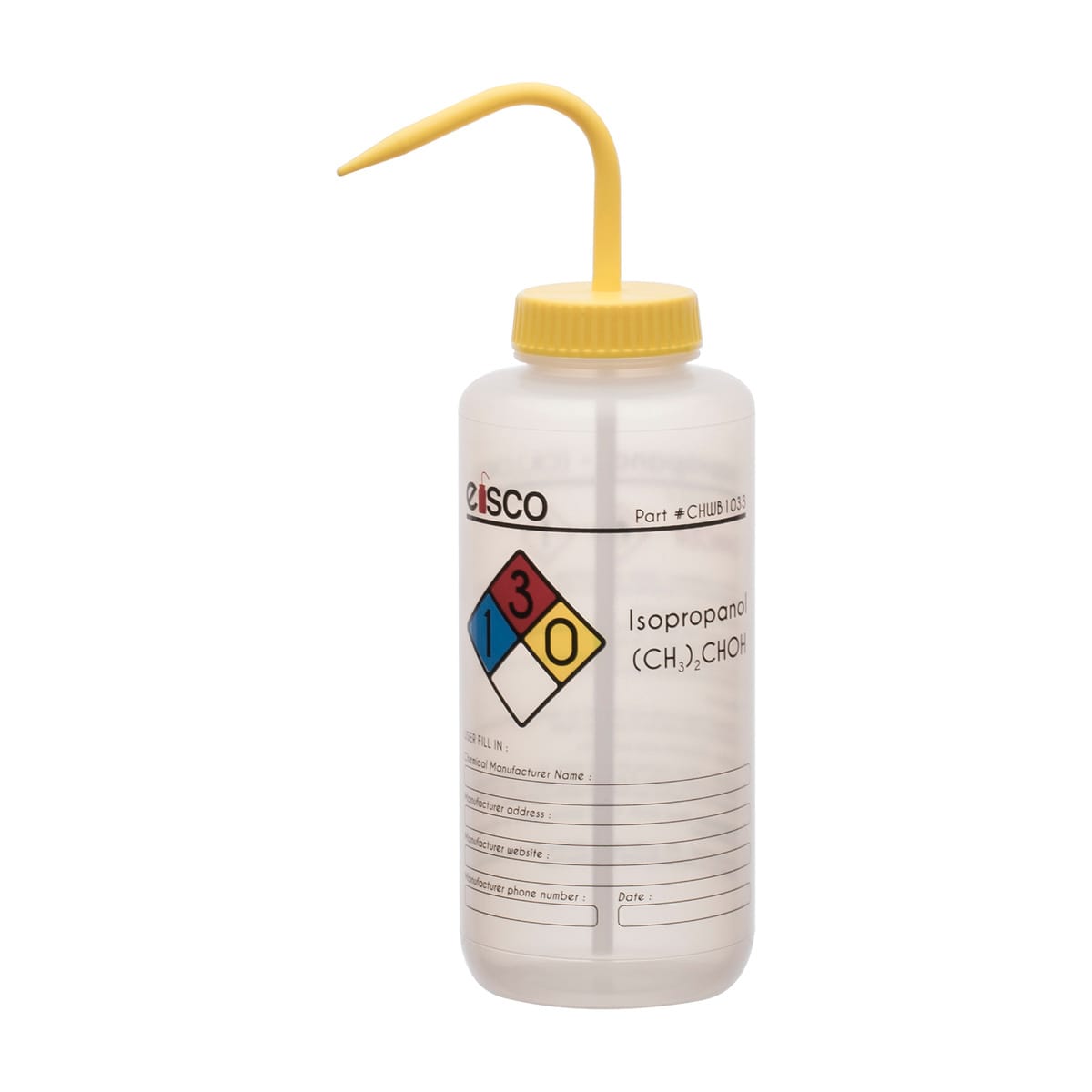 Performance Plastic Chemical Wash Bottles, 1000 ml, 4 Color Label