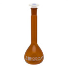 Eisco Amber Glass Volumetric Flasks with Polypropylene Stopper, Class A