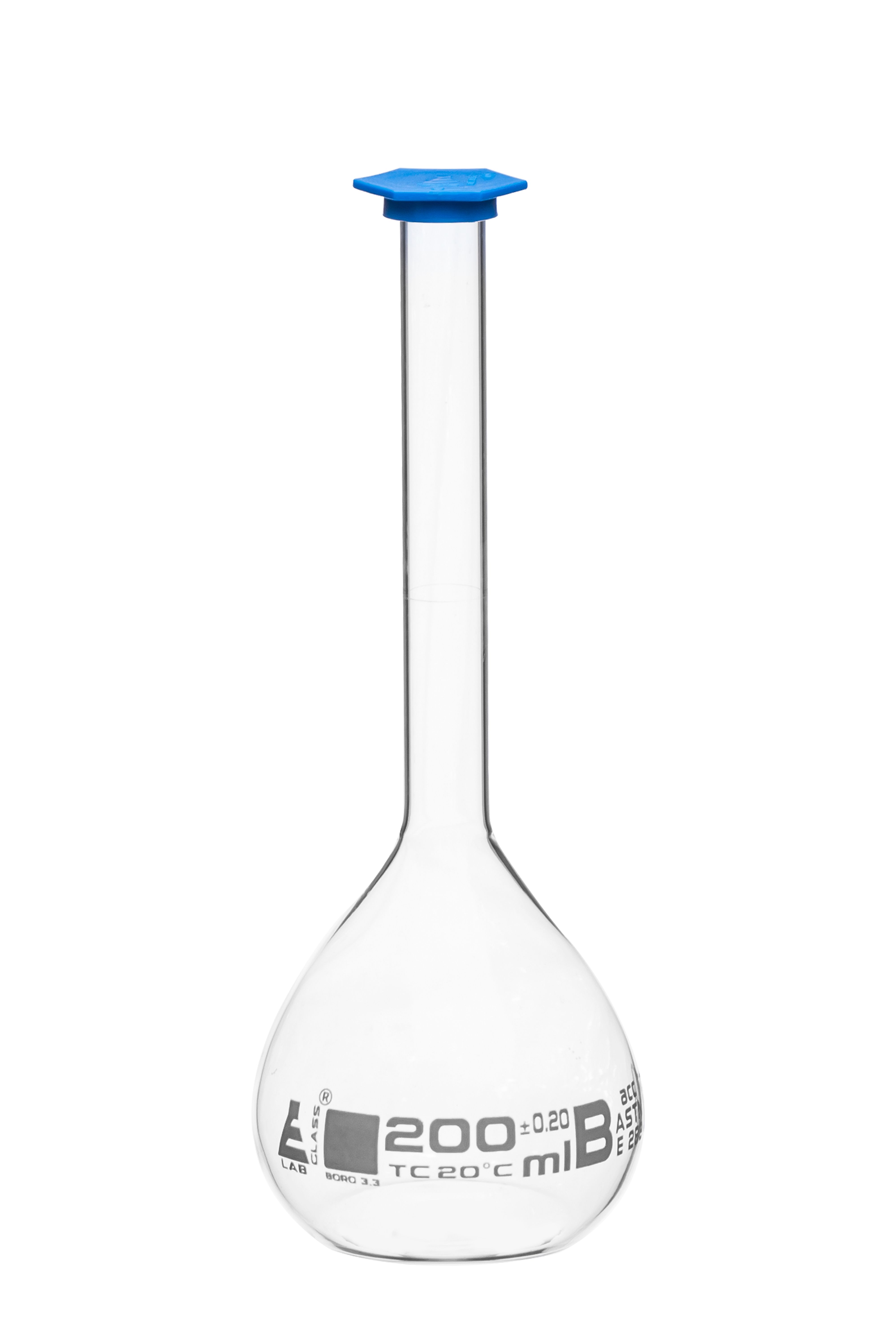 Eisco Glass Volumetric Flasks with Snap Cap, ASTM Class B