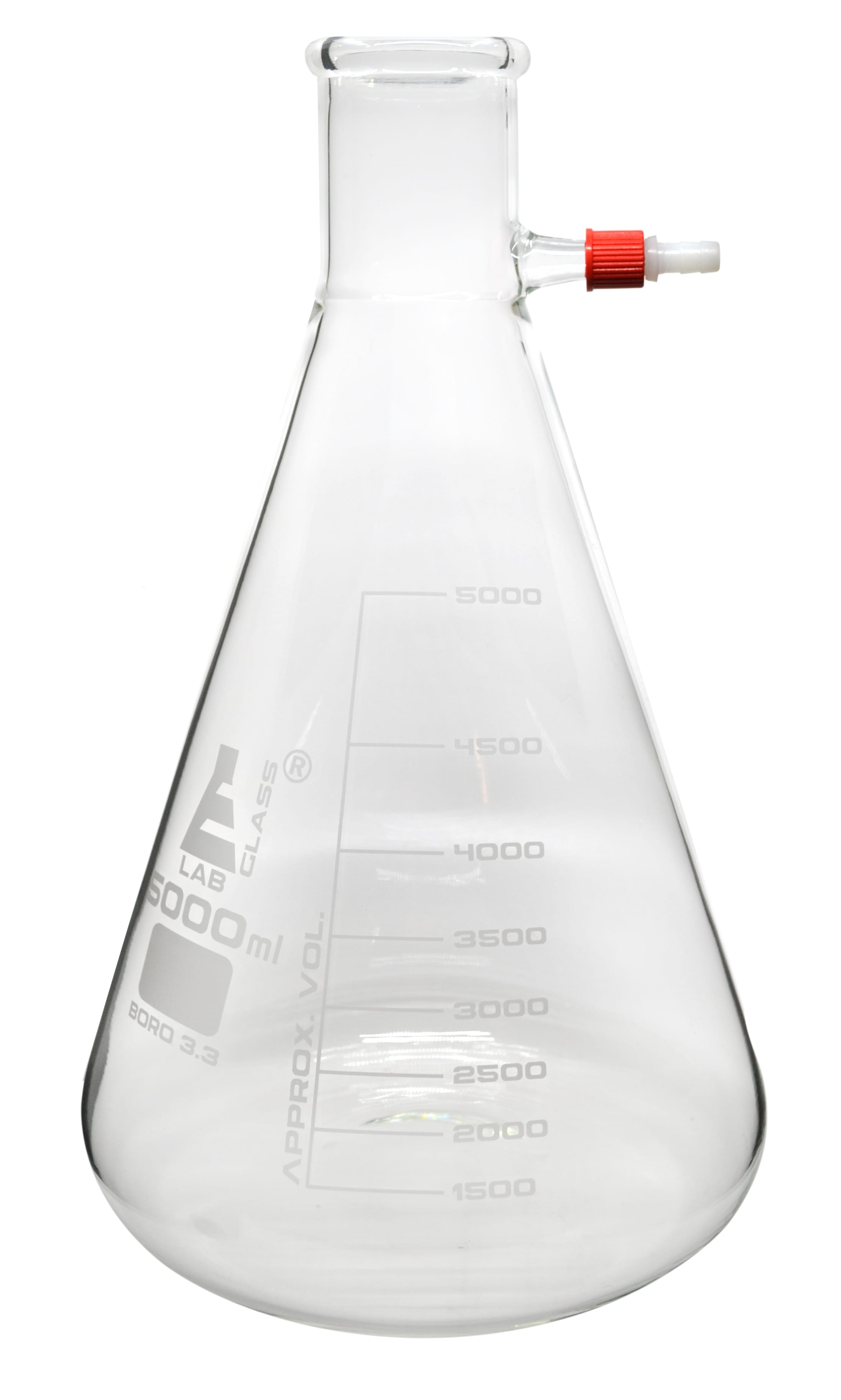 Eisco LabGlass® Filtering Flasks with Plastic Fitted Integral Side Arm, Heavy Wall