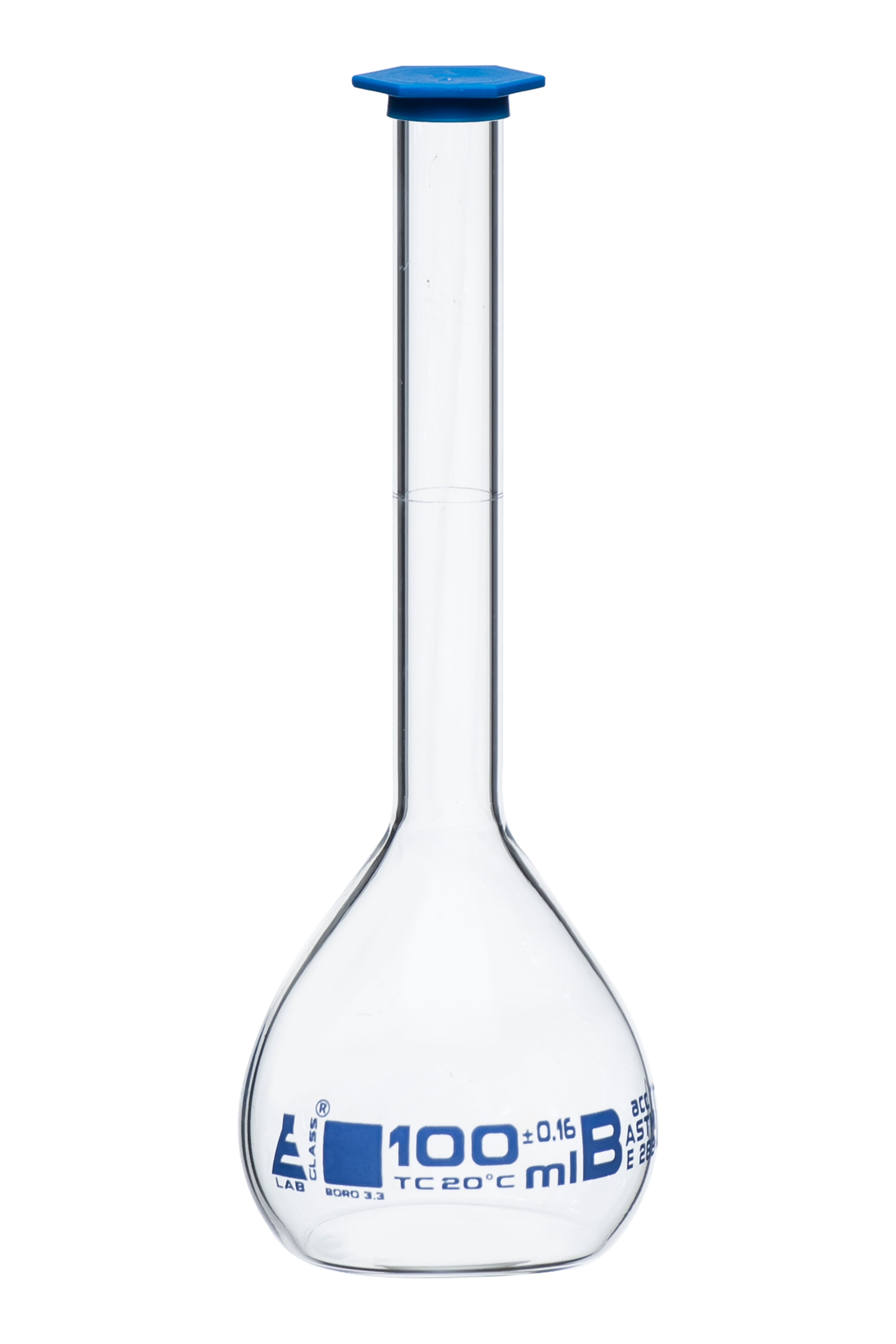 Eisco Glass Volumetric Flasks with Snap Cap, ASTM Class B