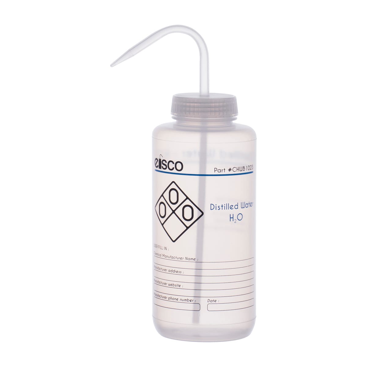 Performance Plastic Chemical Wash Bottles, 1000 ml, 2 Color Label, Eisco Scientific