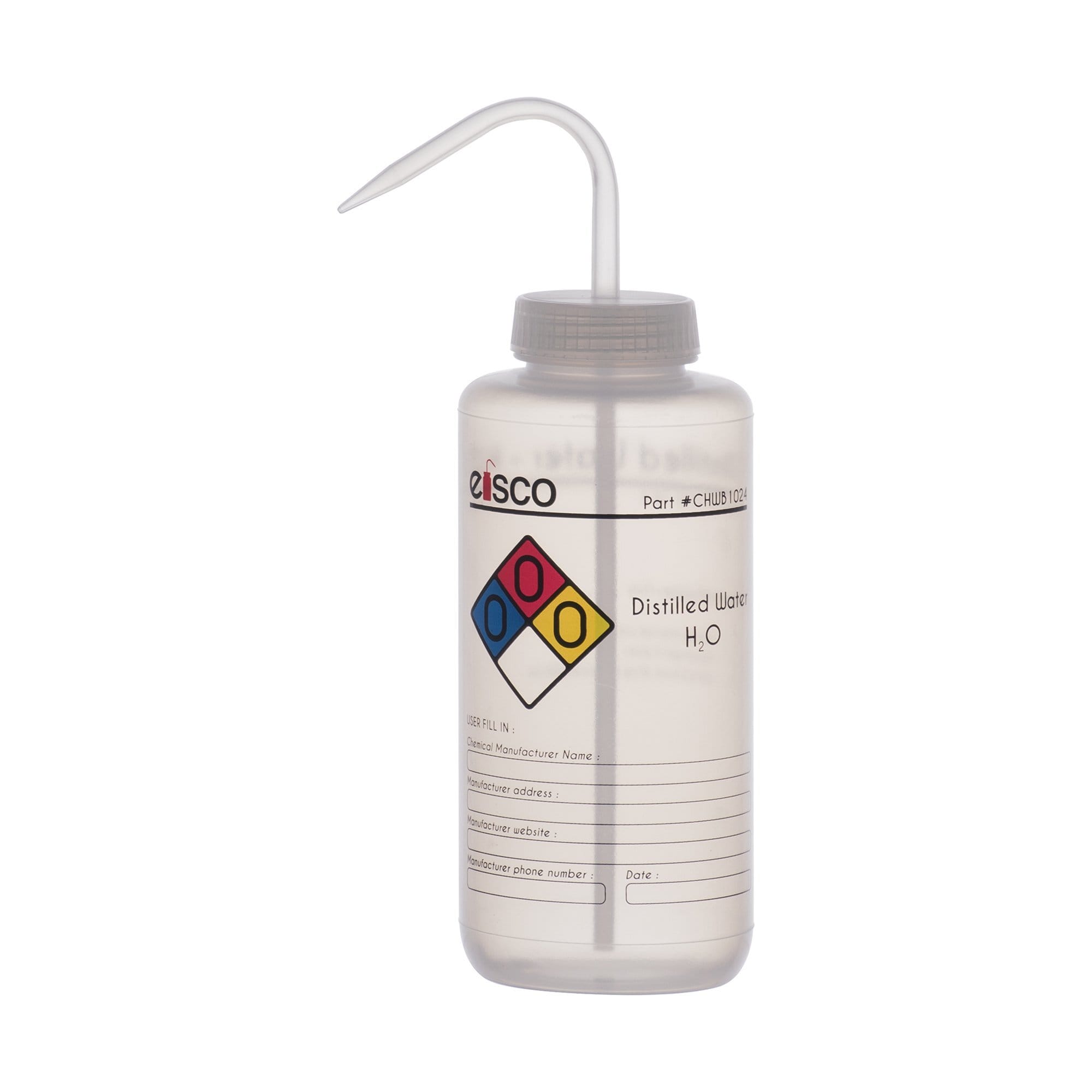 Performance Plastic Chemical Wash Bottles, 1000 ml, 4 Color Label