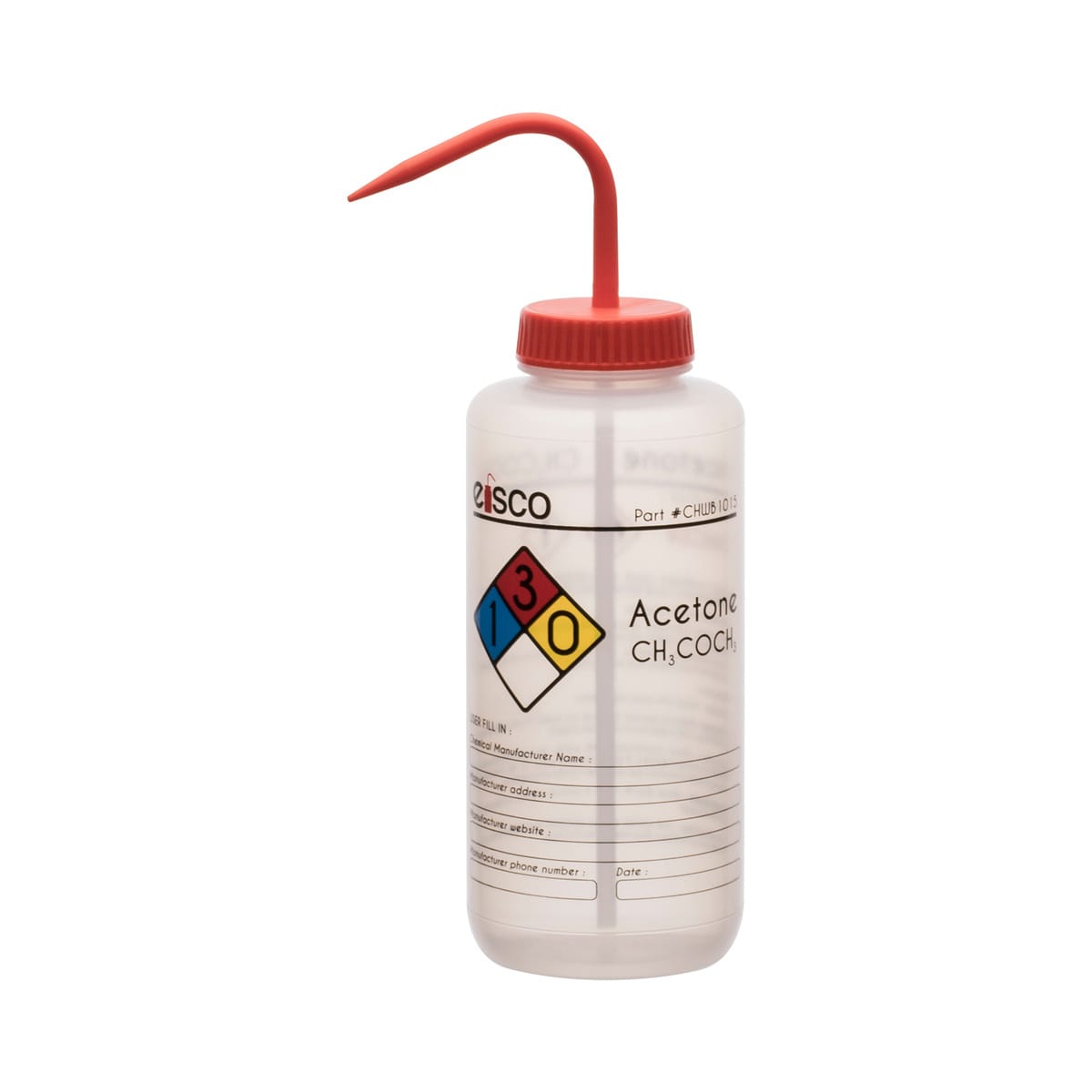 Performance Plastic Chemical Wash Bottles, 1000 ml, 4 Color Label