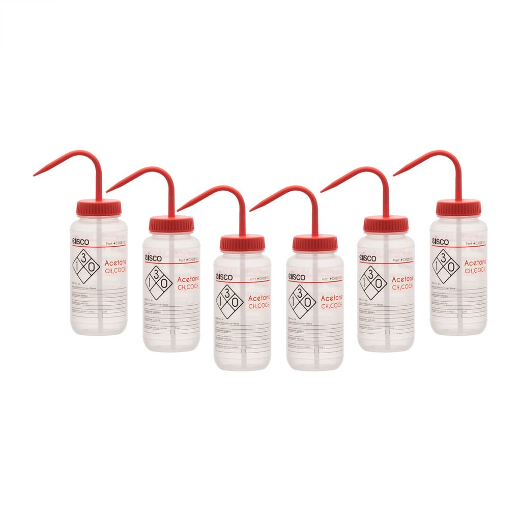 Performance Plastic Chemical Wash Bottles, 500 ml, 2 Color Label