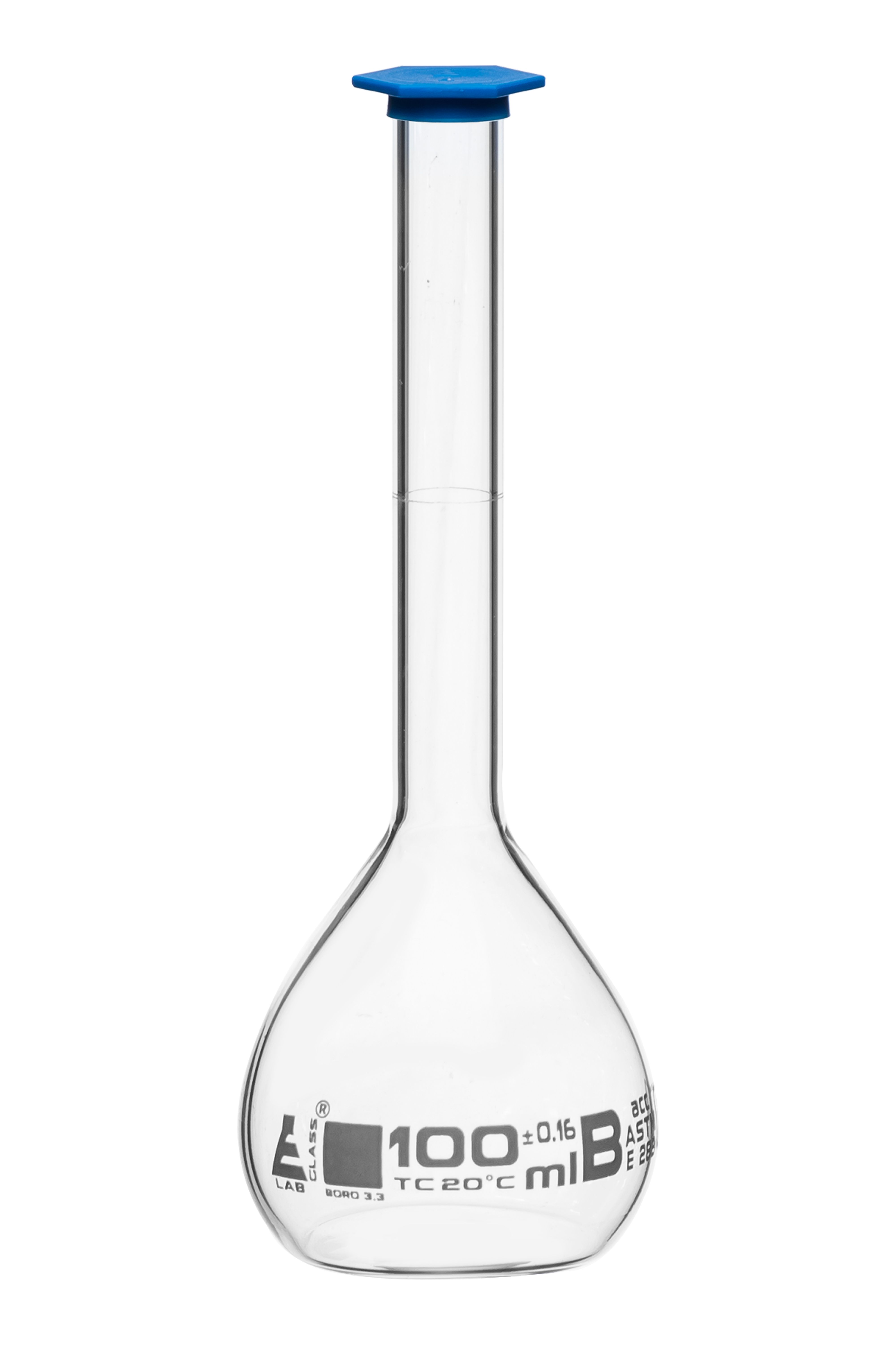 Eisco Glass Volumetric Flasks with Snap Cap, ASTM Class B