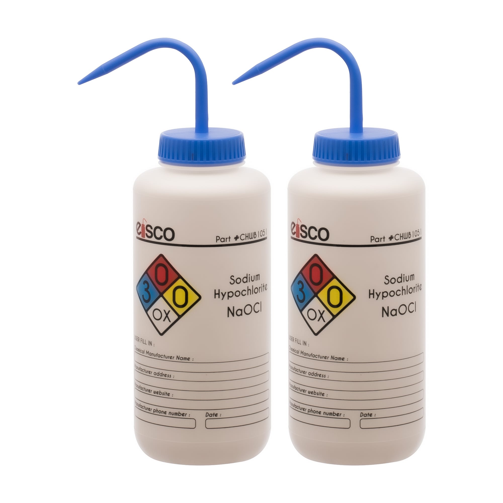Performance Plastic Chemical Wash Bottles, 1000 ml, 4 Color Label