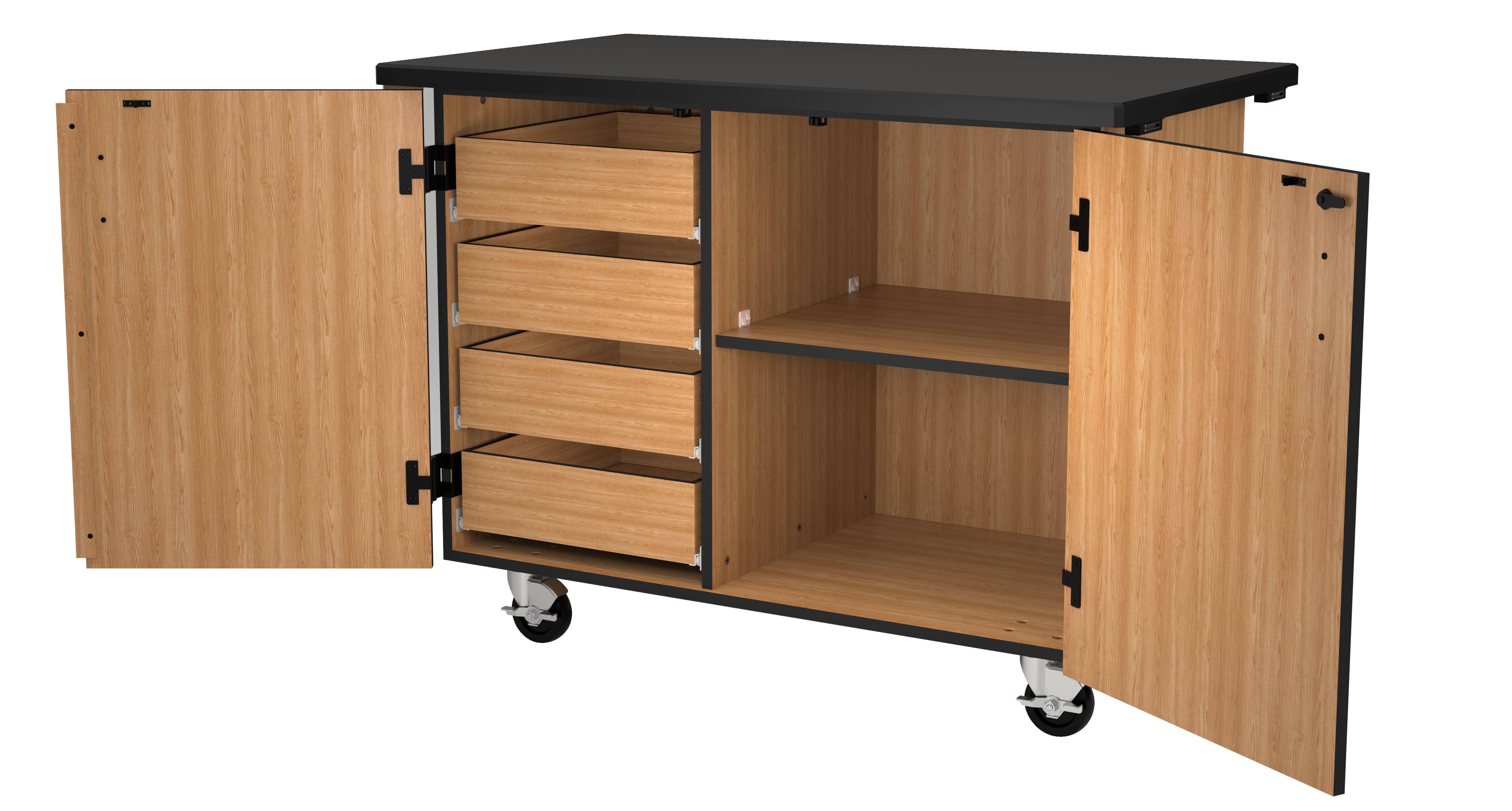 NPS® Mobile Science Cart with Inner Drawers and Shelf