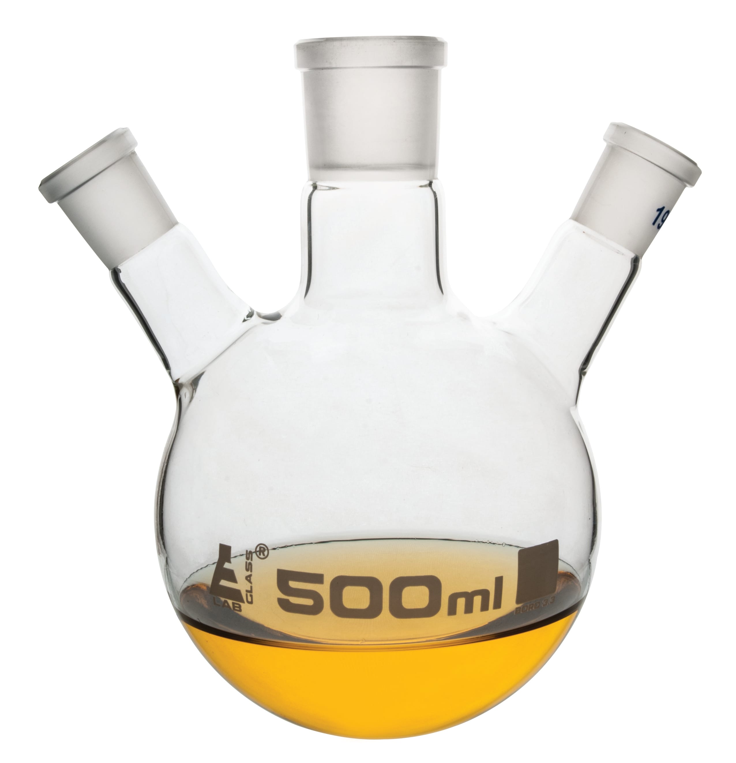 Eisco LabGlass® Distilling Flasks with 3 Angled Necks, Round Bottom, Interchangable Joints