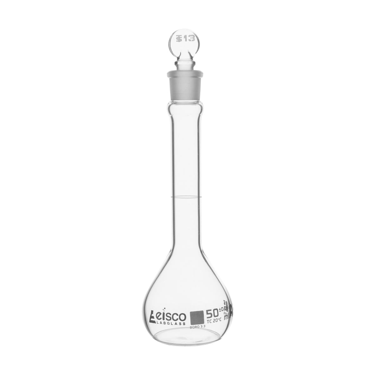 Eisco Glass Volumetric Flasks with Glass Stopper, ASTM Class A