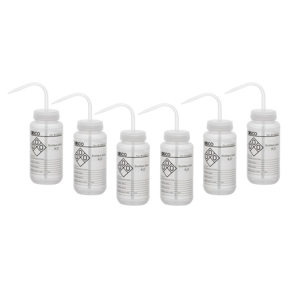 Performance Plastic Chemical Wash Bottles, 500 ml, 1 Color Label, Eisco Scientific