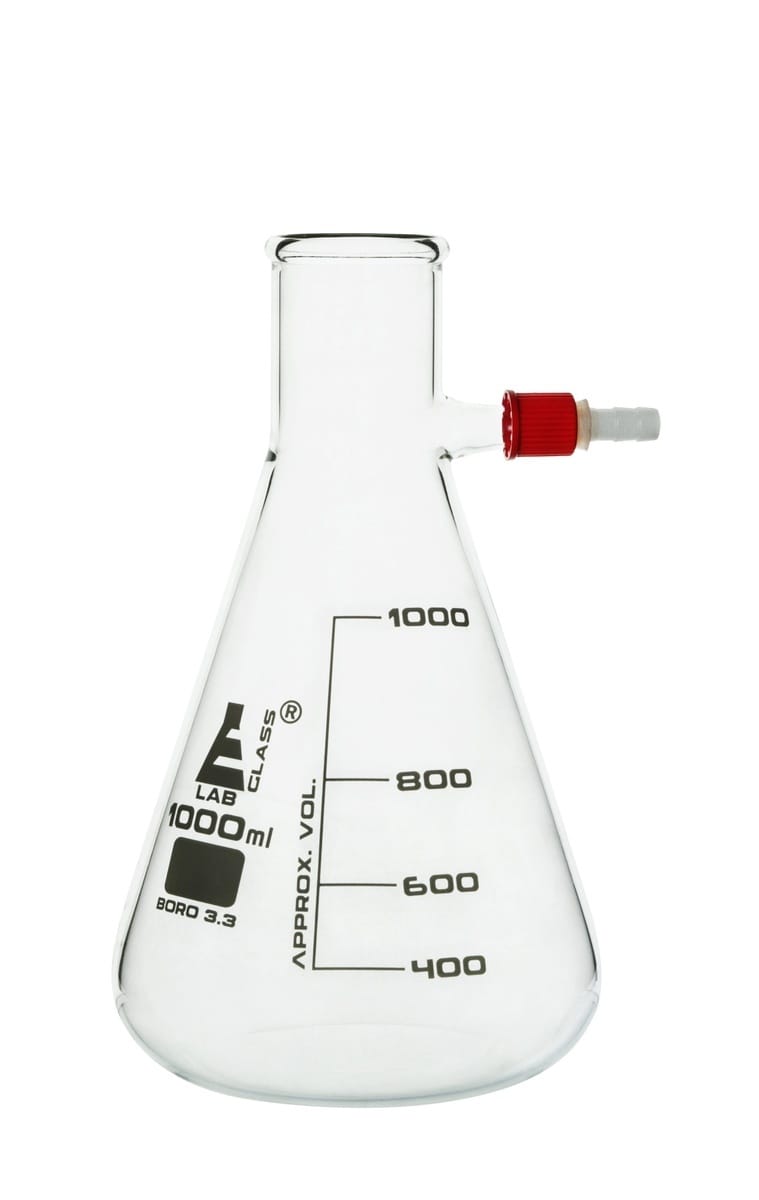 Eisco LabGlass® Filtering Flasks with Plastic Fitted Integral Side Arm, Heavy Wall