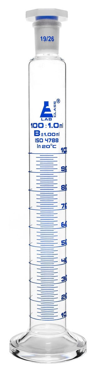 Eisco Glass Graduated Cylinders with Stopper and Round Base
