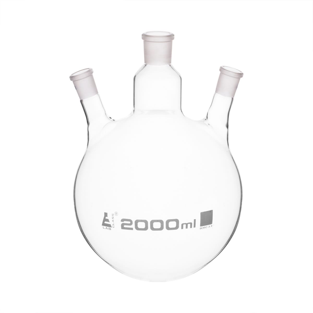 Eisco LabGlass® Distilling Flasks with 3 Parallel Necks, Round Bottom, Interchangable Joints