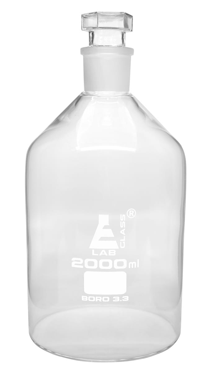 Eisco Glass Reagent Bottles with Hexagonal Stoppers